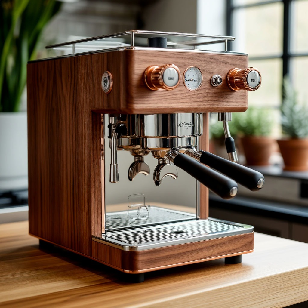 Heritage Collection limited edition espresso machine with copper and walnut